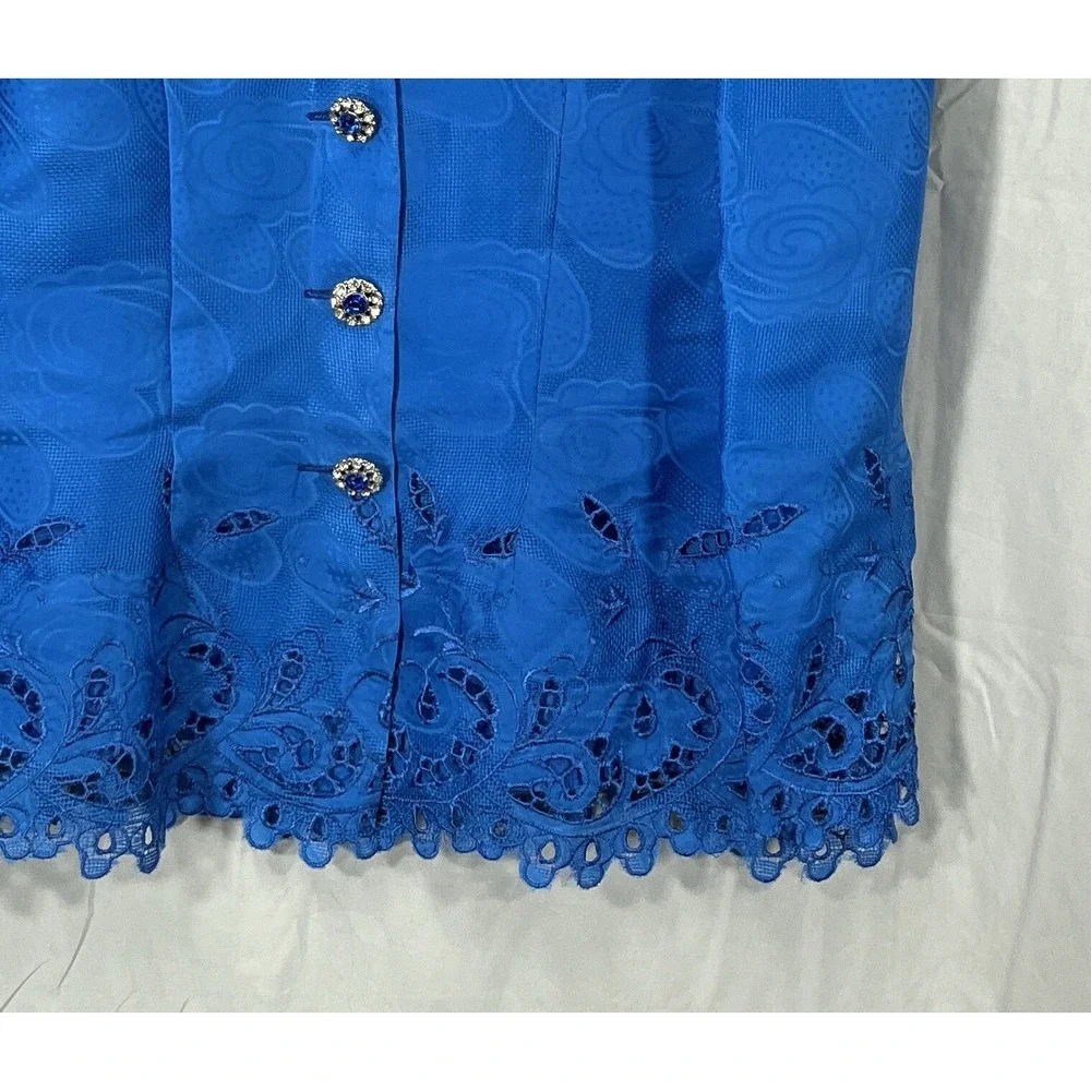 VTG IMAGES OF MANY COLORS Lucrezia SILK Crystal Buttons SUIT SHIRT/SKIRT SET 10
